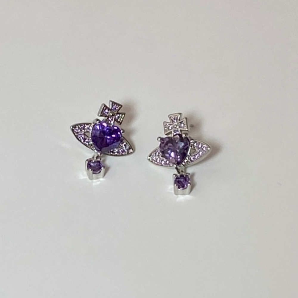 Orb Crystal Heart Earrings
